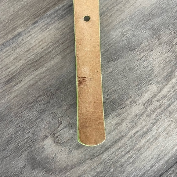 Vintage MCM Michael Cromer Lime Green Leather Skinny Belt - Picture 10 of 14
